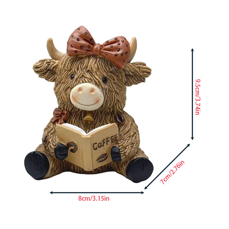Dekorative Highland-Rind Kaffeefigur Brehn