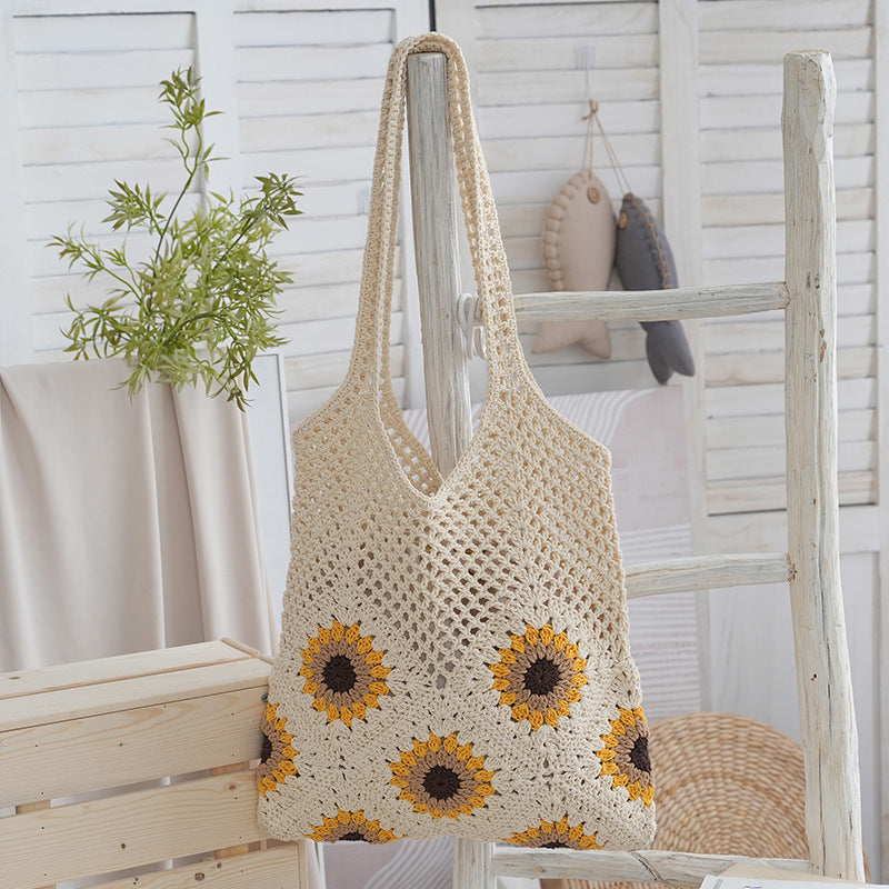 Handgefertigte Jute Tasche mit Buntem Blumenmuster Brehn