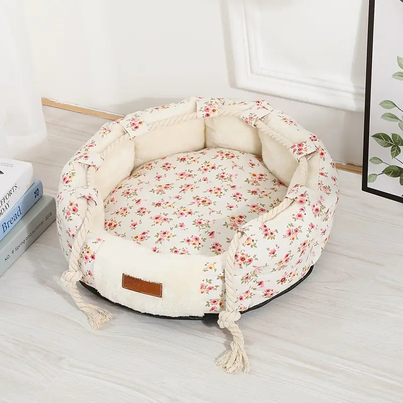 Blumenmuster Plüsch Hundebett