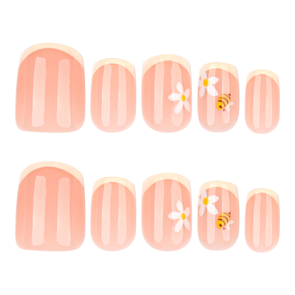 Künstliche Nagelkunst mit Blüten- und Bienenmotiven Brehn
