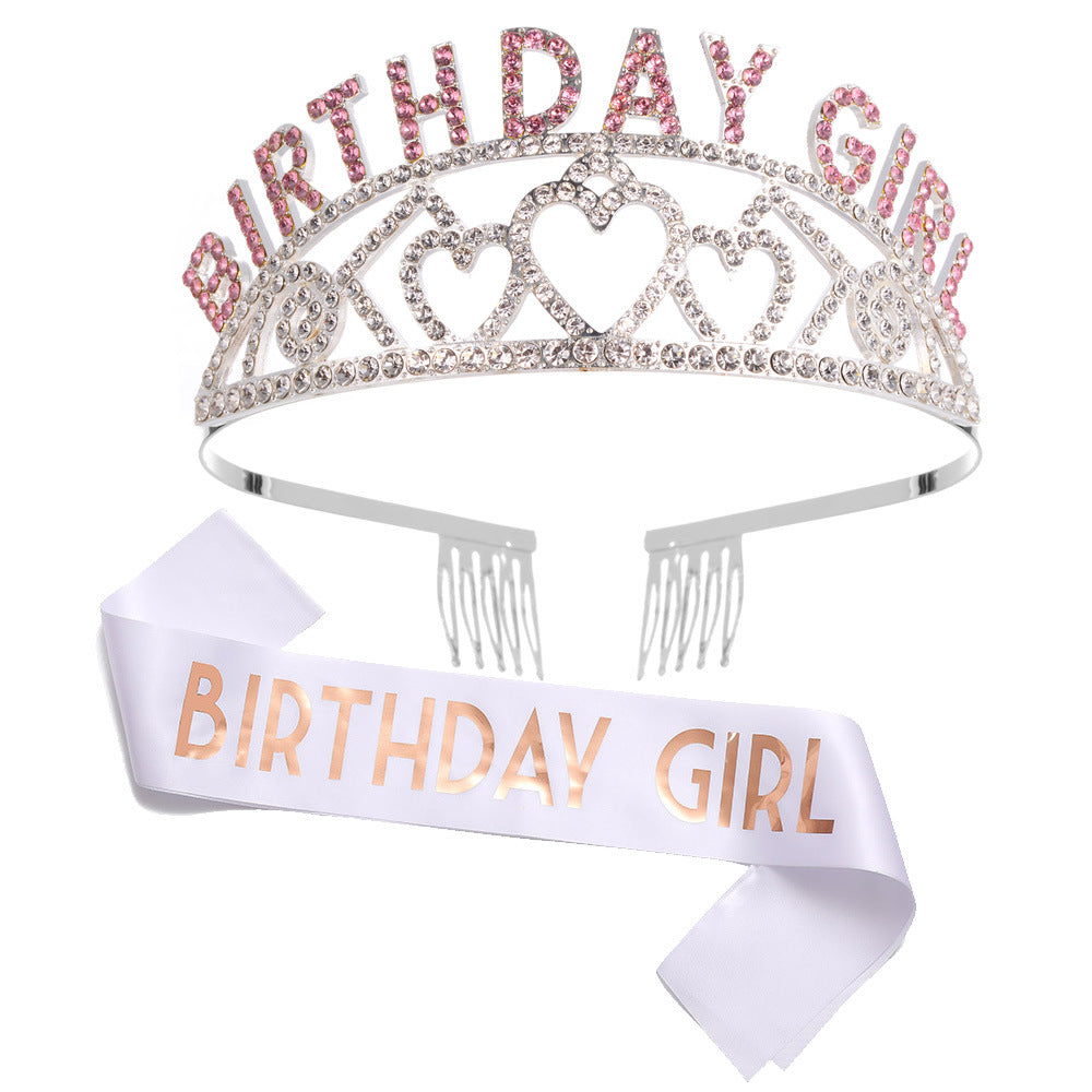 Damen Funkelndes Tiara- und Schärpen-Set Brehn