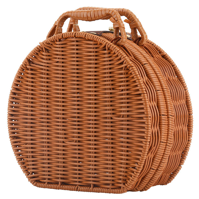 Damen Runde Wicker Handtasche Brehn