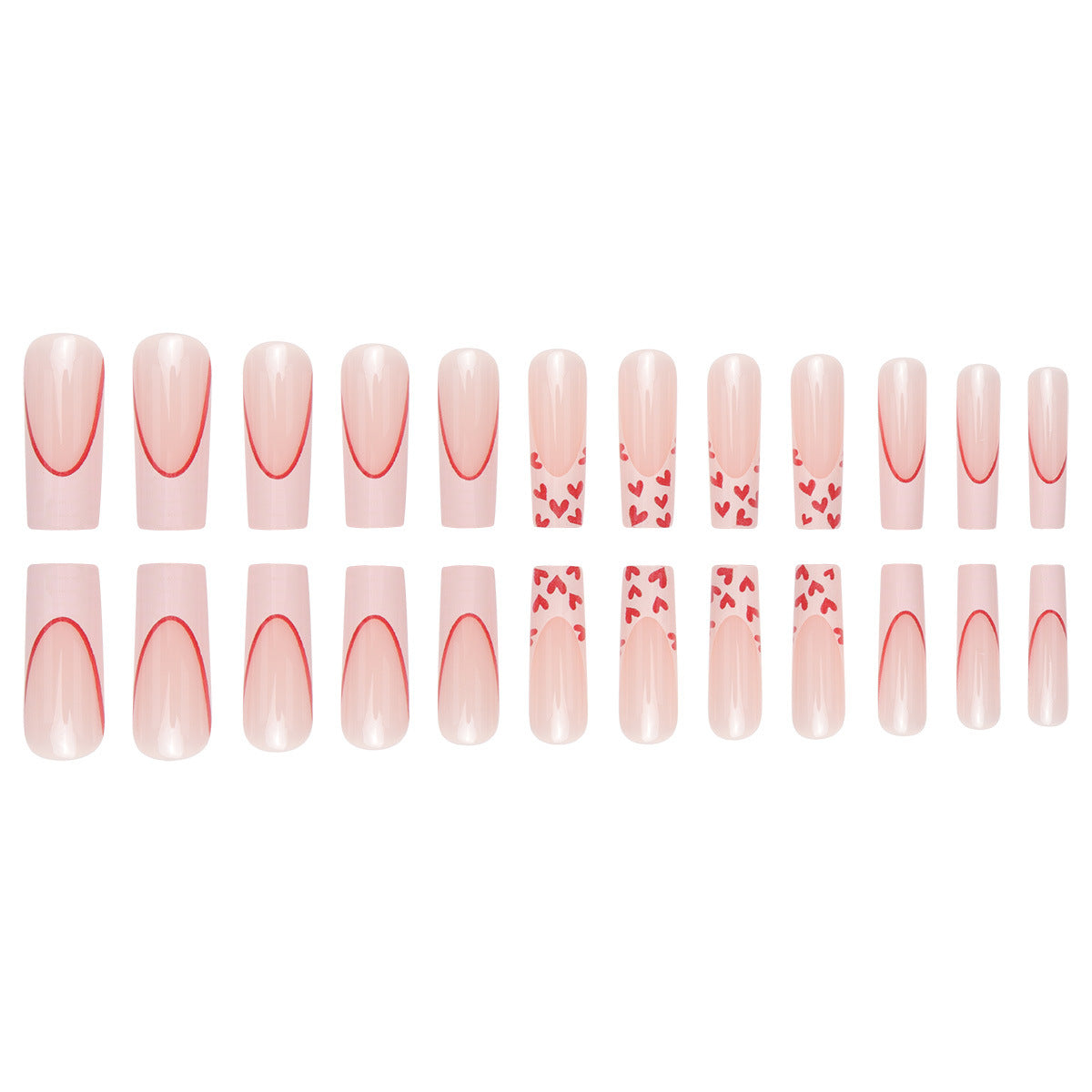 Romantisches Herzakzent Press-On Nagelset Brehn