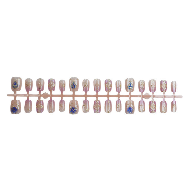 Künstlerisches Floral- und Schmetterlings-Press-On-Nagelkunst-Set