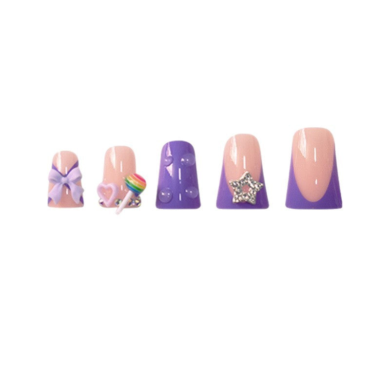 Verspieltes Glitzerndes Press-On Nagelkunst-Set Brehn