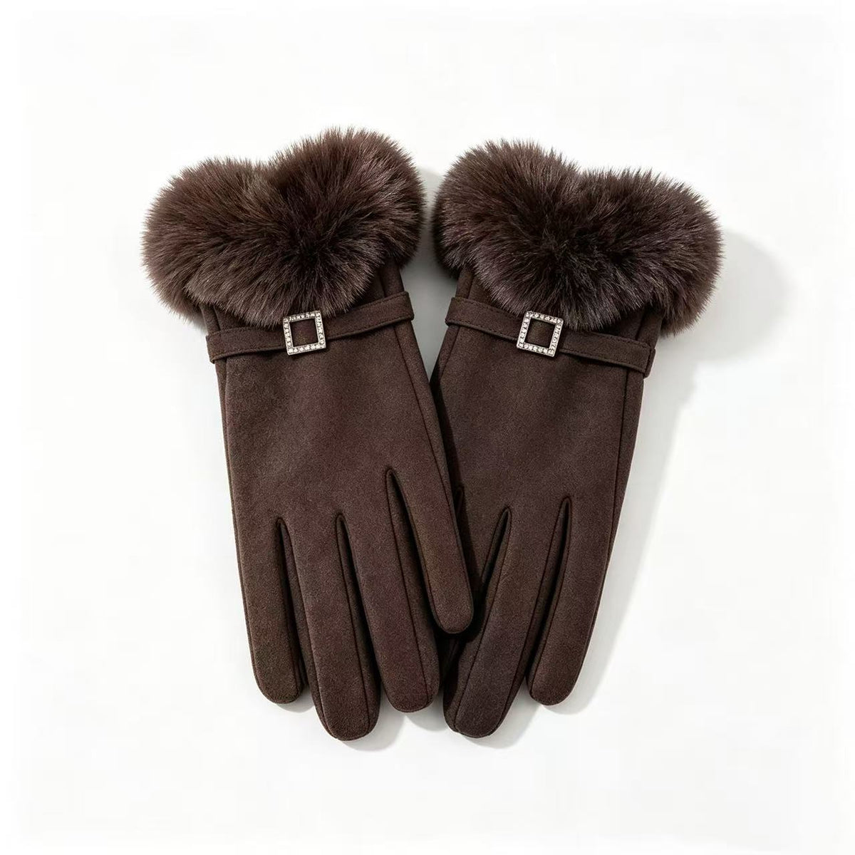 Luxus Faux-Fur-besetzte Kleid Handschuhe Brehn