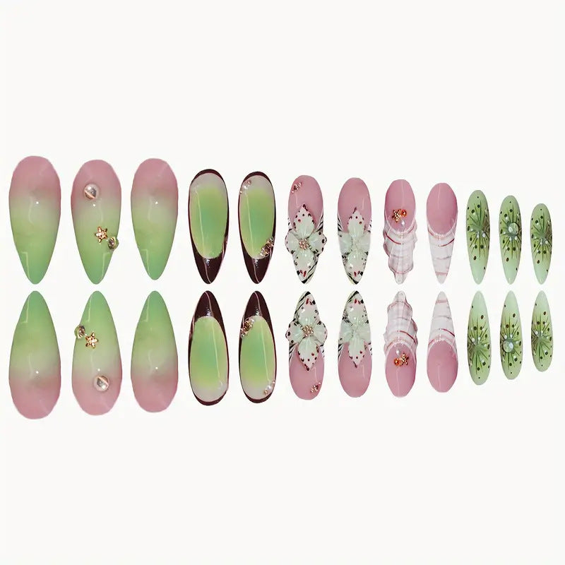Dekorative 3D Schmetterling-Themen Press-On Nagelkunst Brehn