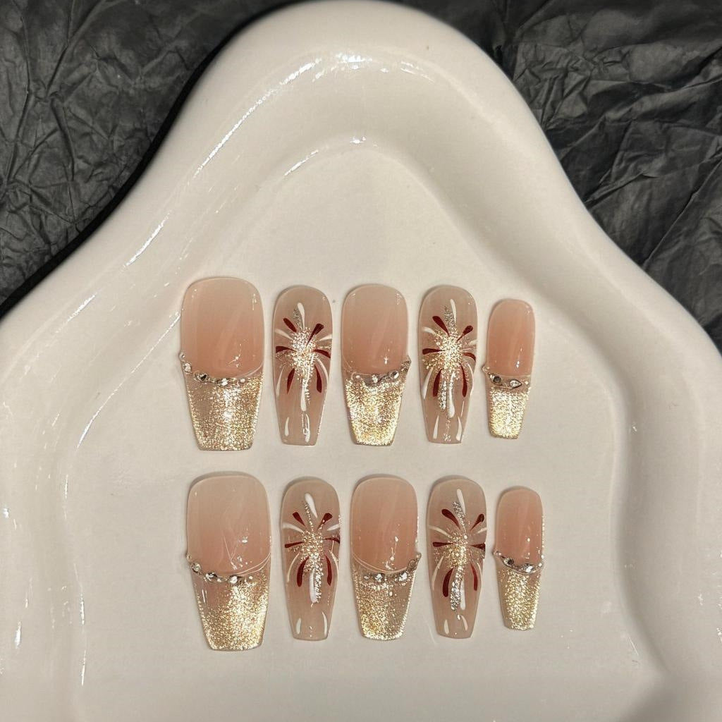 Elegantes florales Press-On-Nageldesign-Kit Brehn
