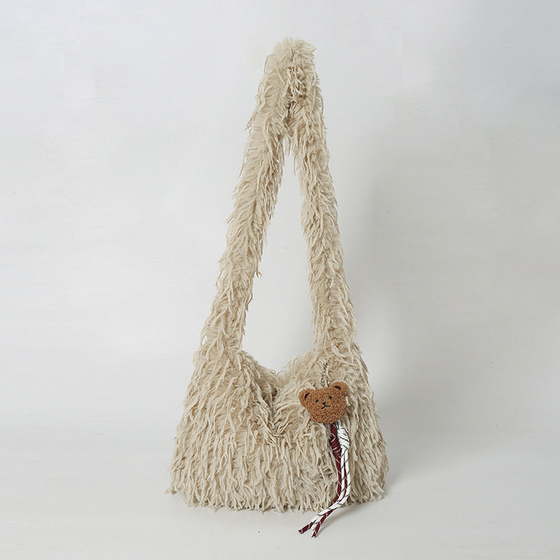 Fluffige Fransenschultertasche