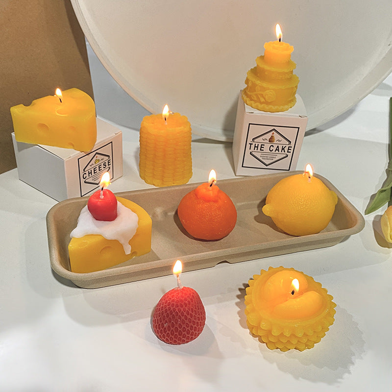 Handgegossene realistische Zitronen-förmige Duft-Soyakerze mit Baumwolldocht & Geschenkbox