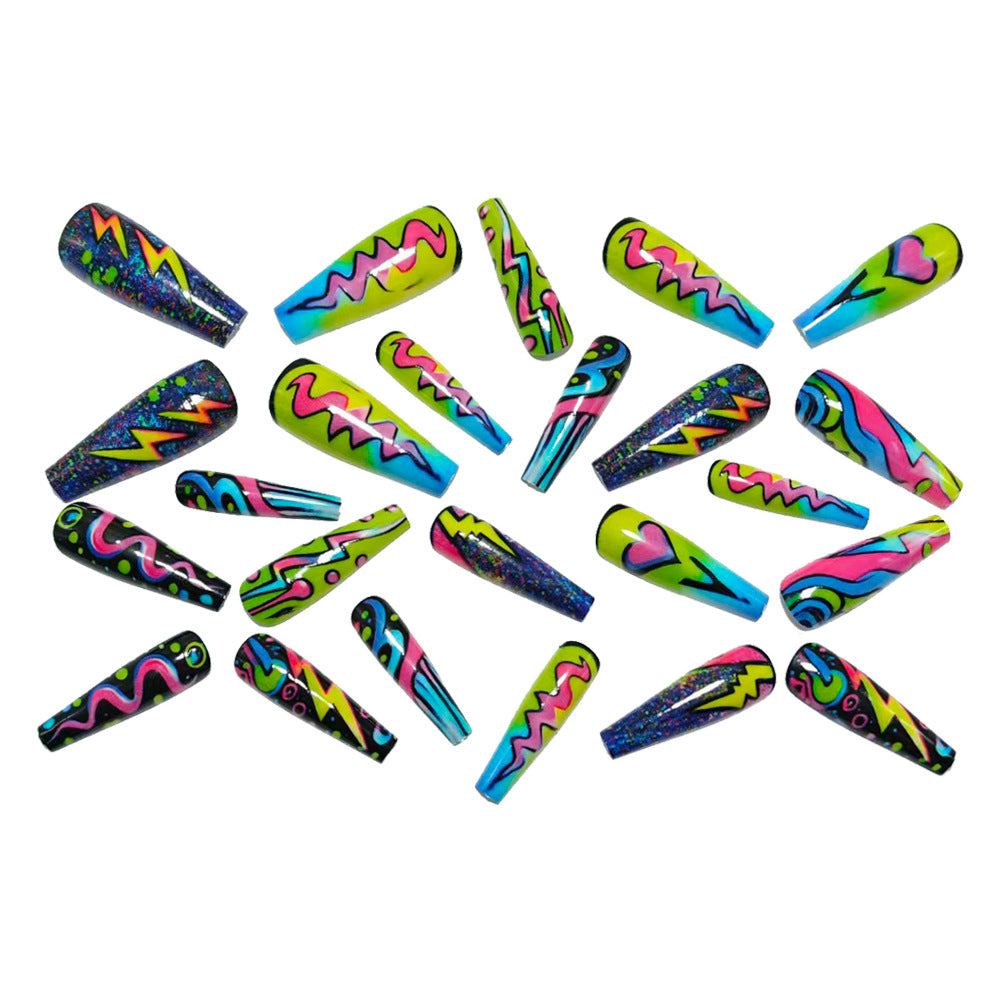 Trendige Kunstnägel Im Kreativen Neon-Design Brehn