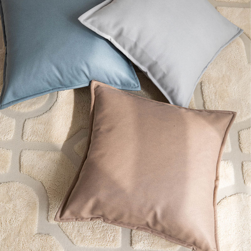 Eckiger Piped-Edge Velvet-Look Dekorationswurfkissen mit abnehmbarem Reißverschlussbezug und plüschigem Einsatz