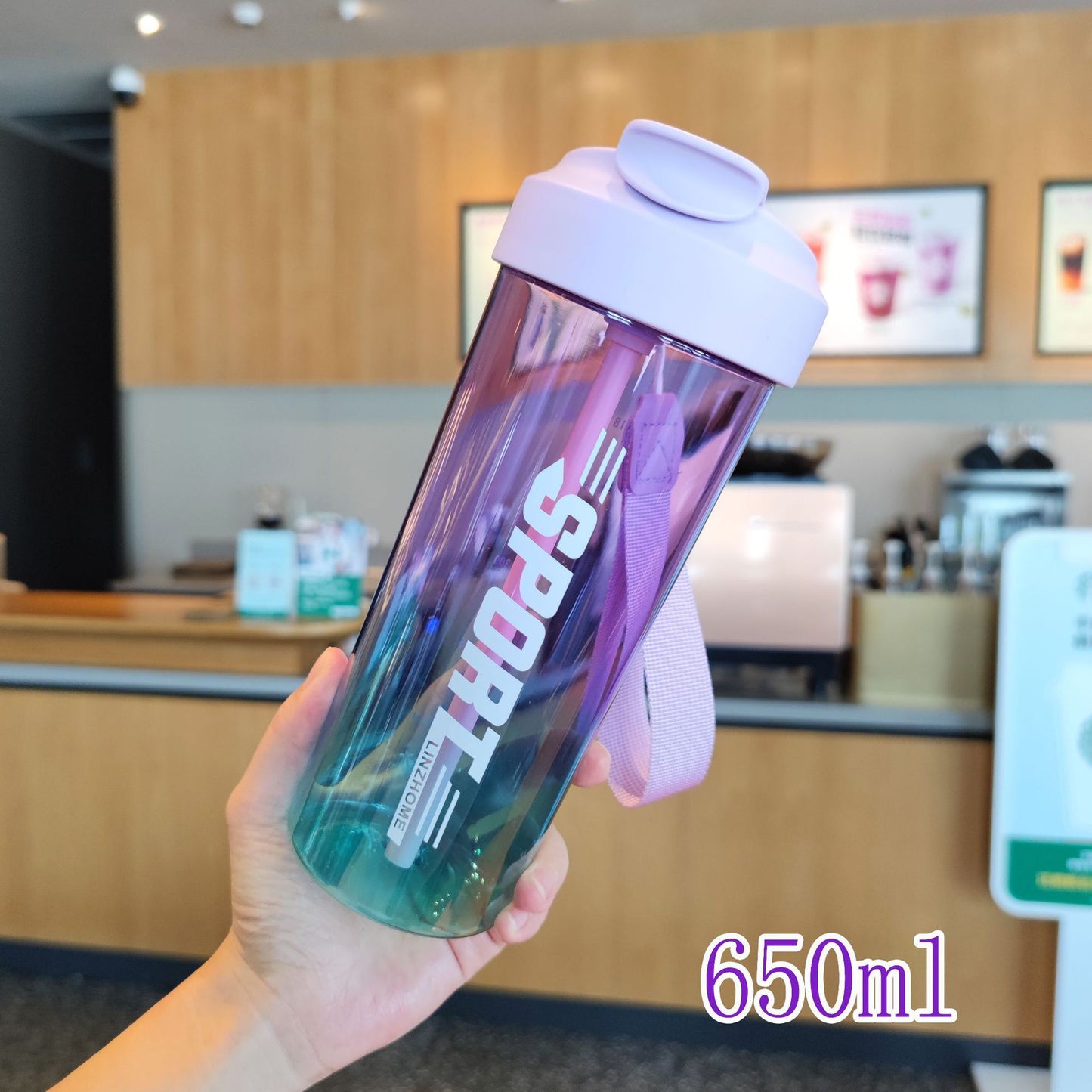 Damen Sport-Trinkflasche mit praktischer Strohhalm- und Tragefunktion Brehn