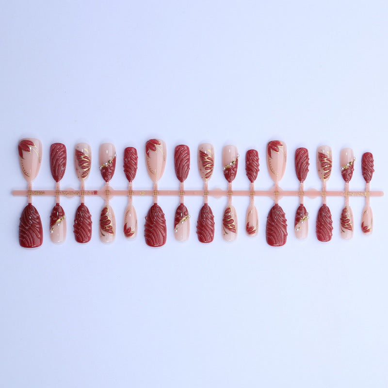 Elegantes 3D Dekoratives Press-On Nagelset