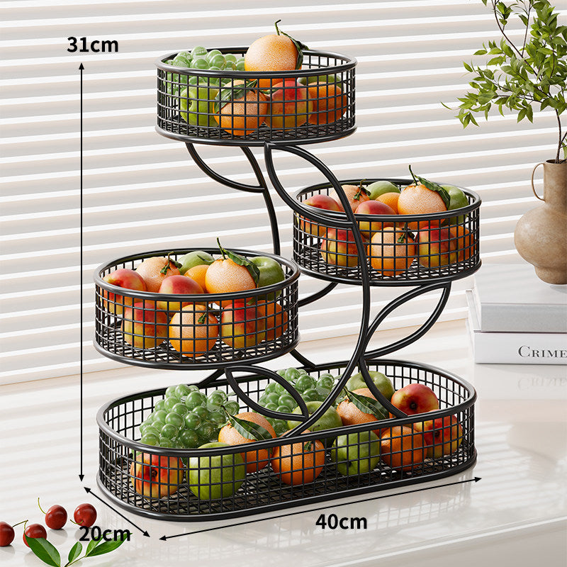 Gestufter Drahtgitter-Theken-Obst- und Snack-Organizer mit Tissuehalter