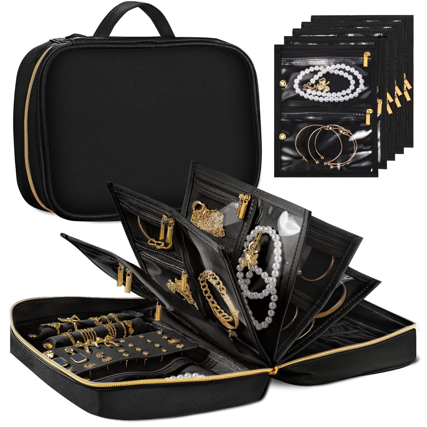 Damen eleganter Schmuck-Organizer mit durchsichtigen Fächern Brehn