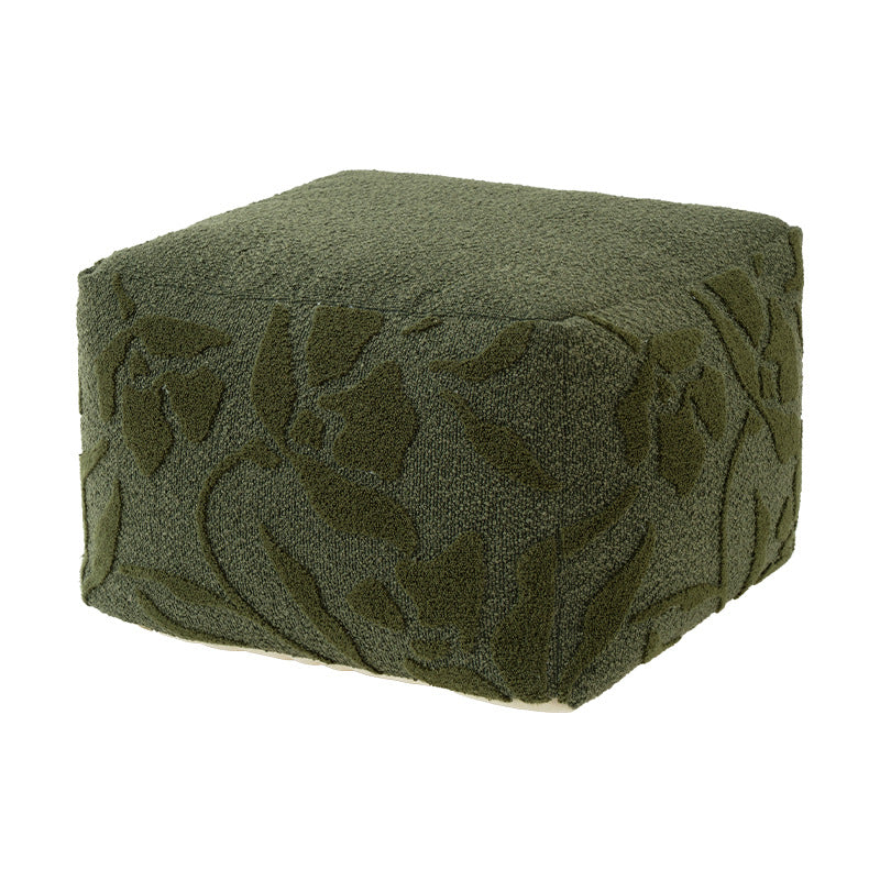 quadratischer Pouf mit Bouclé-Bezug und strukturiertem Jacquardmuster Brehn