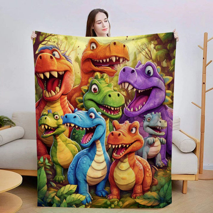 Illustriertes Dinosaurier-Print-Wurfdecke