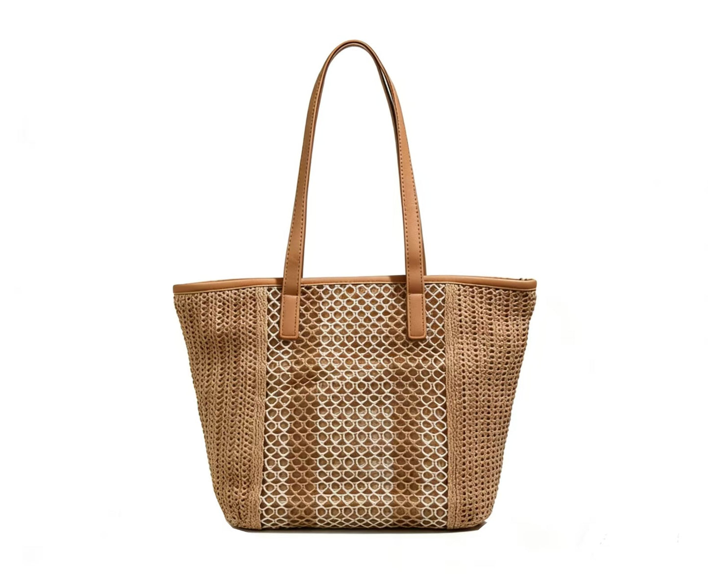 Elegante Bast-Handtasche mit Lederakzenten Brehn