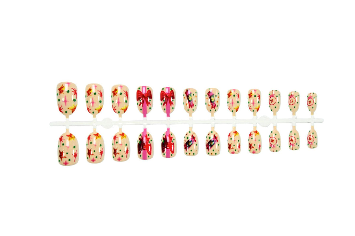 Kunstnagelset mit kreativen Blumen- und Punkte-Designs Brehn