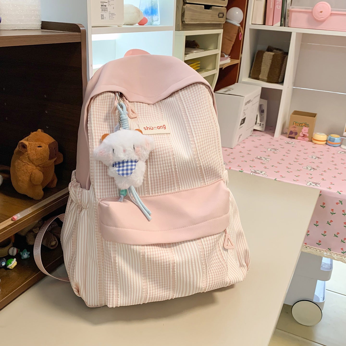 Vielseitiger Kariertes Muster Schulrucksack
