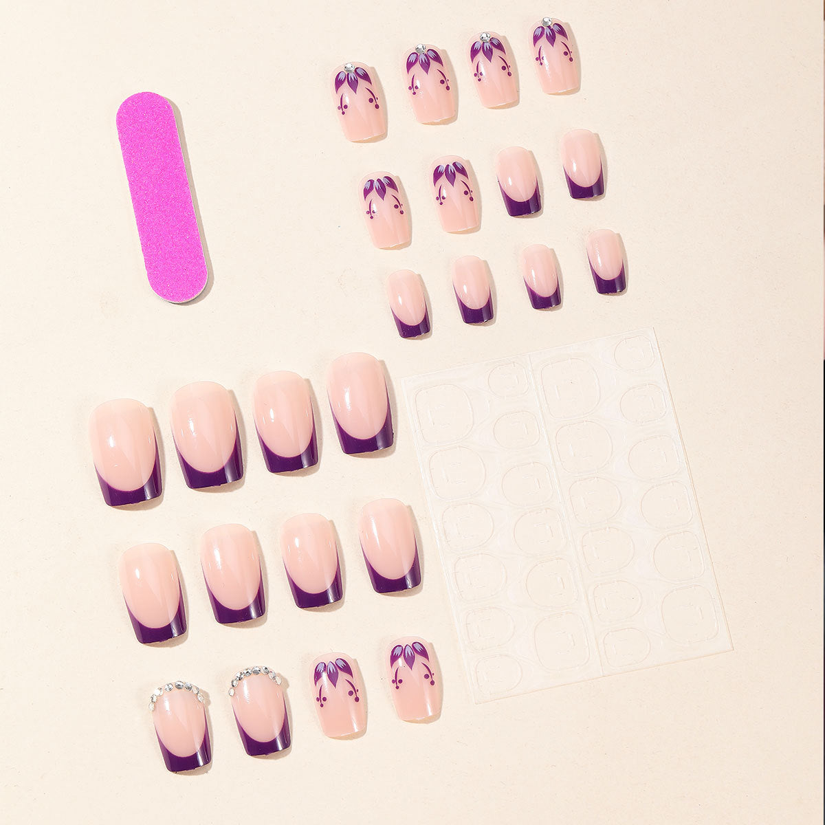 Künstlerische florale Acryl-Nagelerweiterungen Brehn