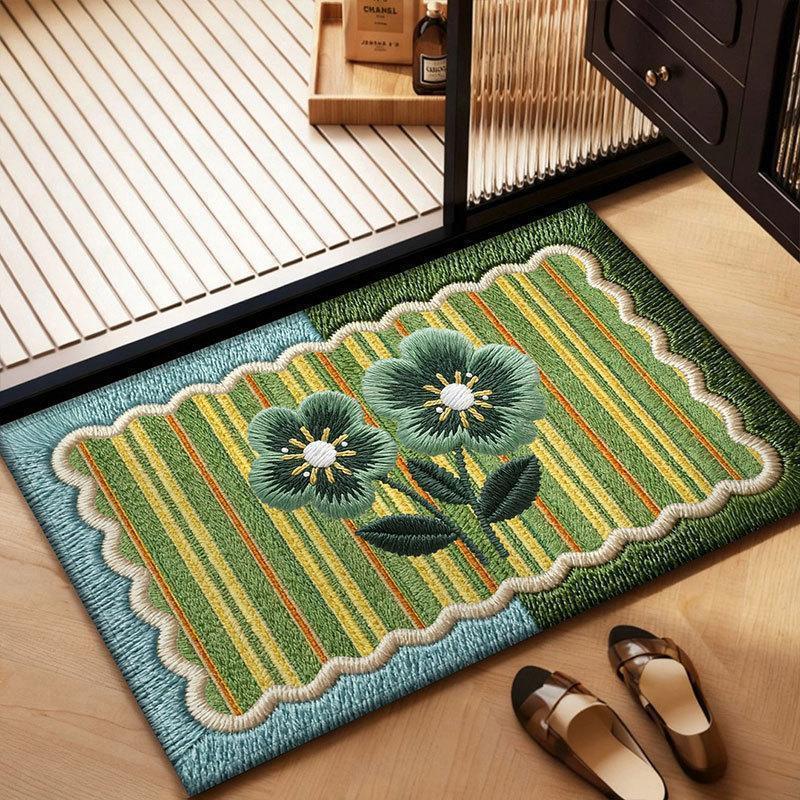 Blumen Design gestickte Willkommensmatte