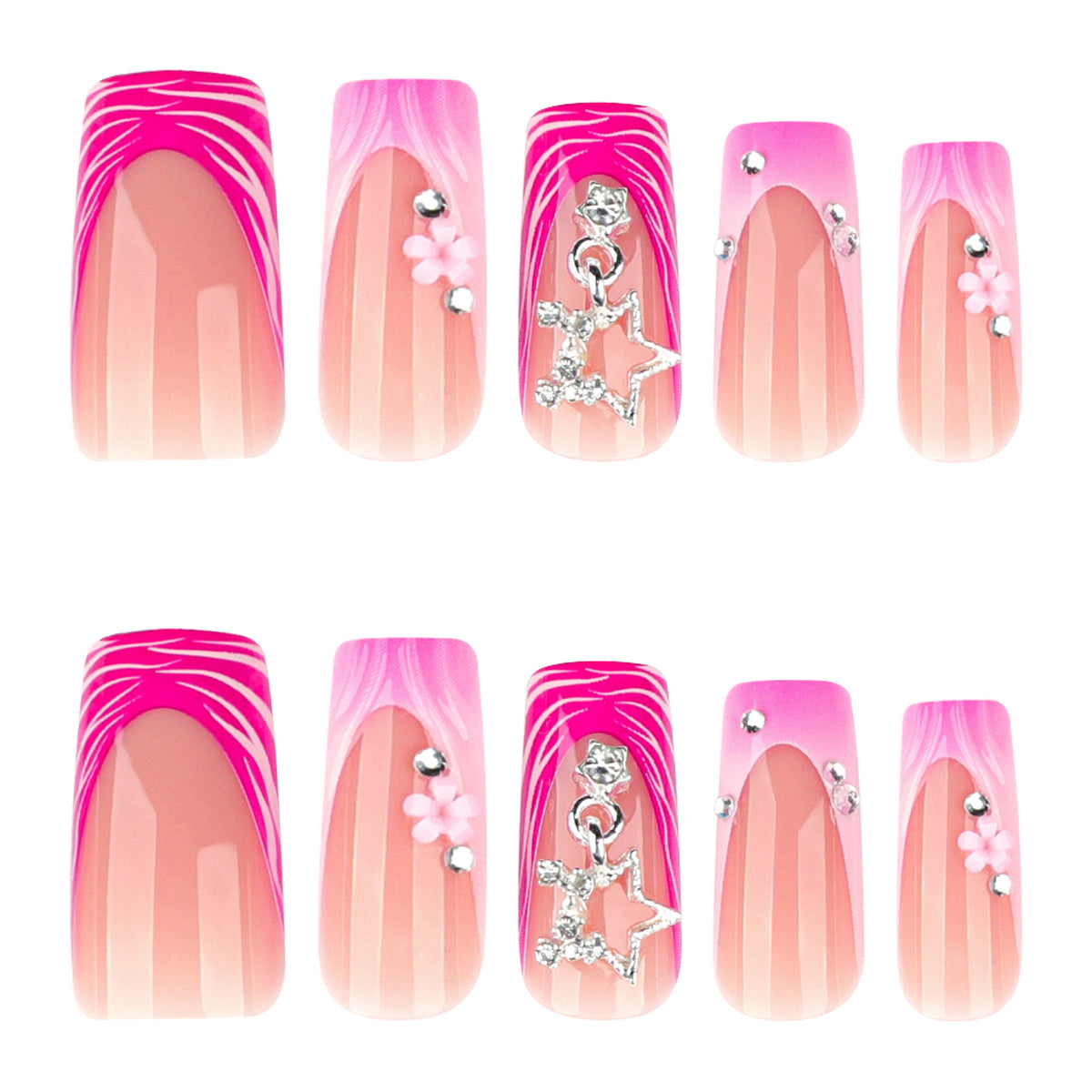Kunstvolle Nageldesigns mit Glitzer- und Blumenakzenten Brehn