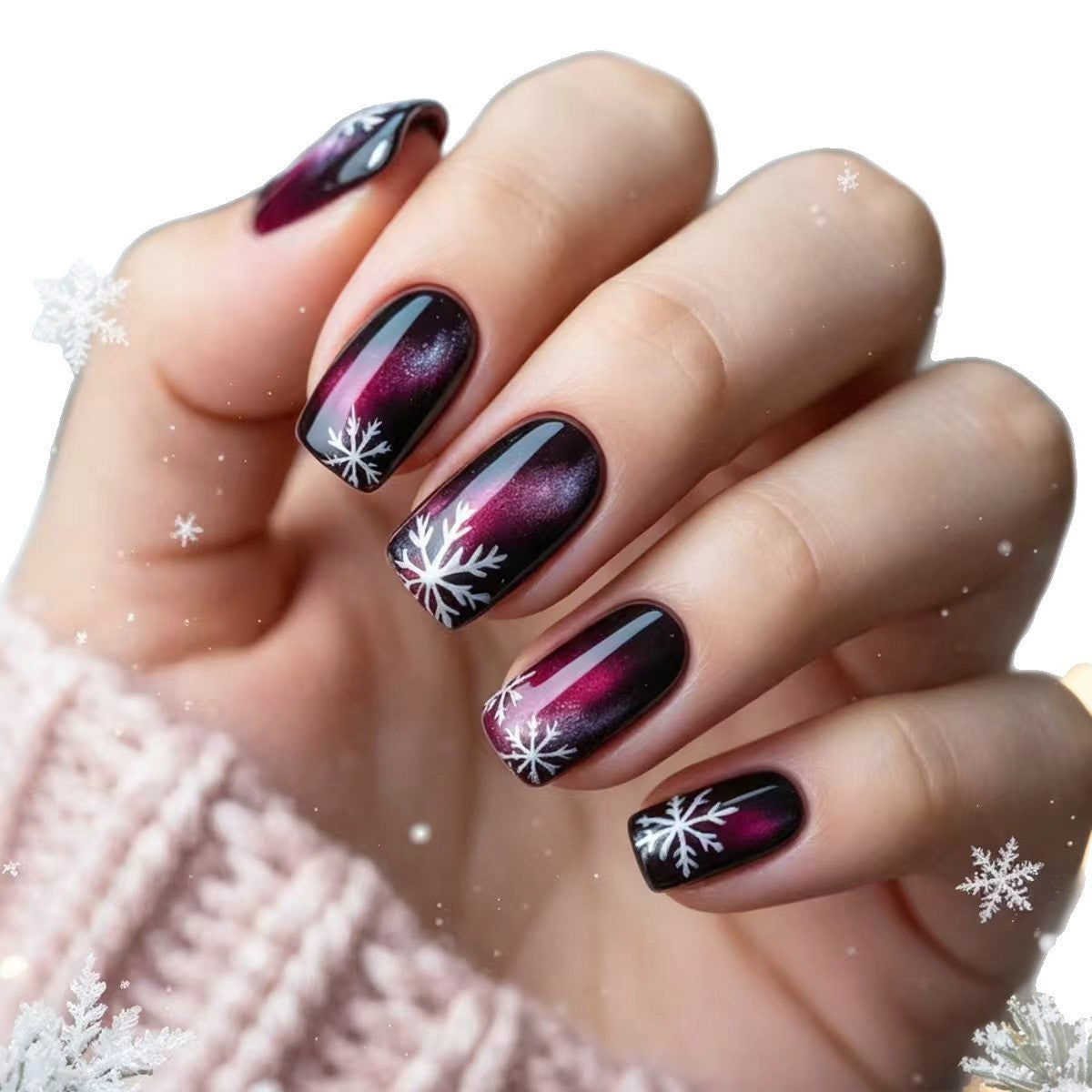 Kunstnägel mit Festlichem Schneeflocken-Design Brehn
