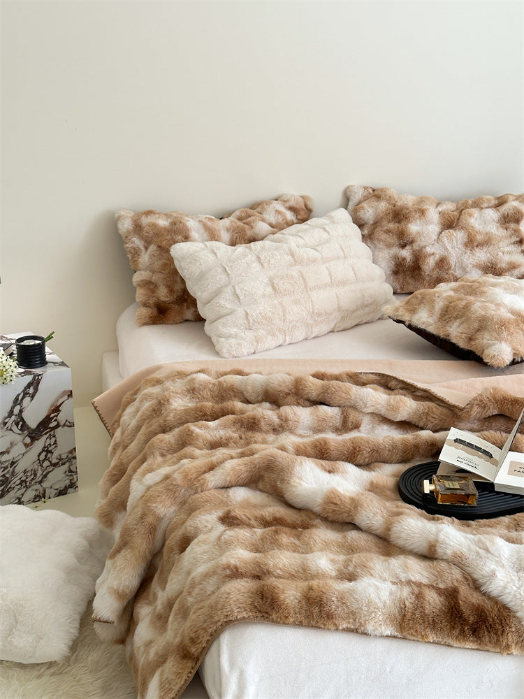 Luxus-Faux-Fell Wohndecke und passende Kissen-Set