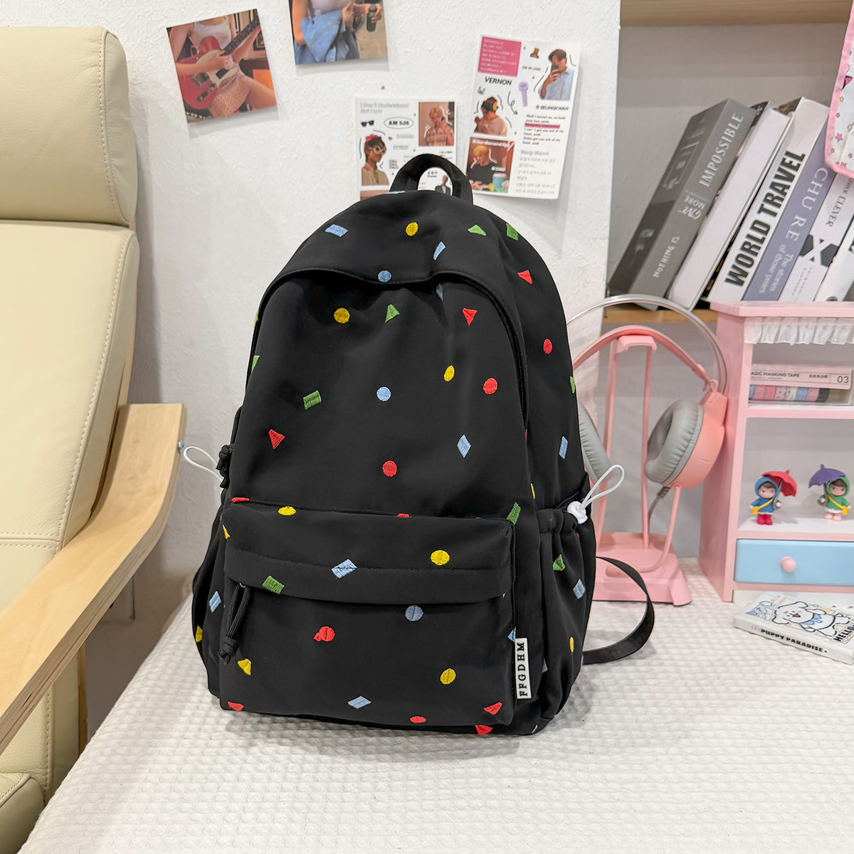 Stylische Mehrfarbige-Pünktchen-Rucksack Brehn