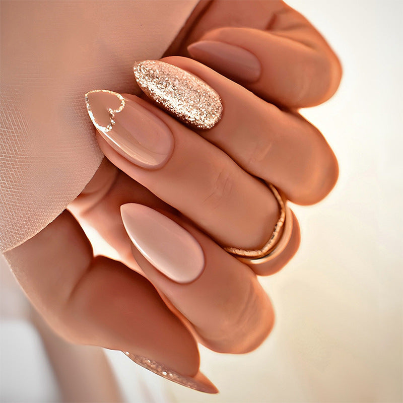 Kunstnagelset mit Herz- und Glitzer-Design Brehn