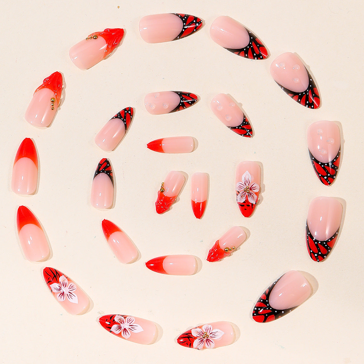 Künstlerisches Floral Flame Nail Art Set Brehn