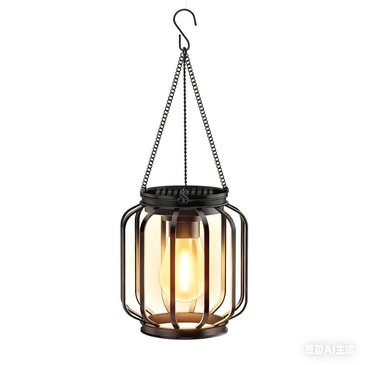 Vintage Hängende Metalllaterne Pendelleuchte mit Edison-Style Glühbirnenkäfig und verstellbarer Kette Brehn