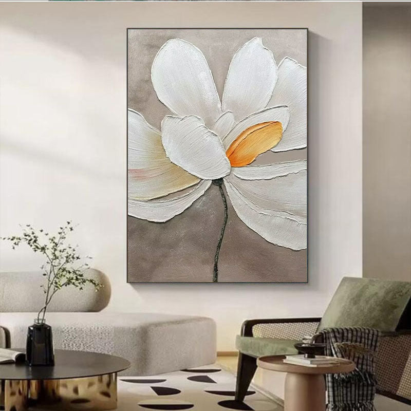 Elegante Blumenstrukturiertes Leinenkunstwerk