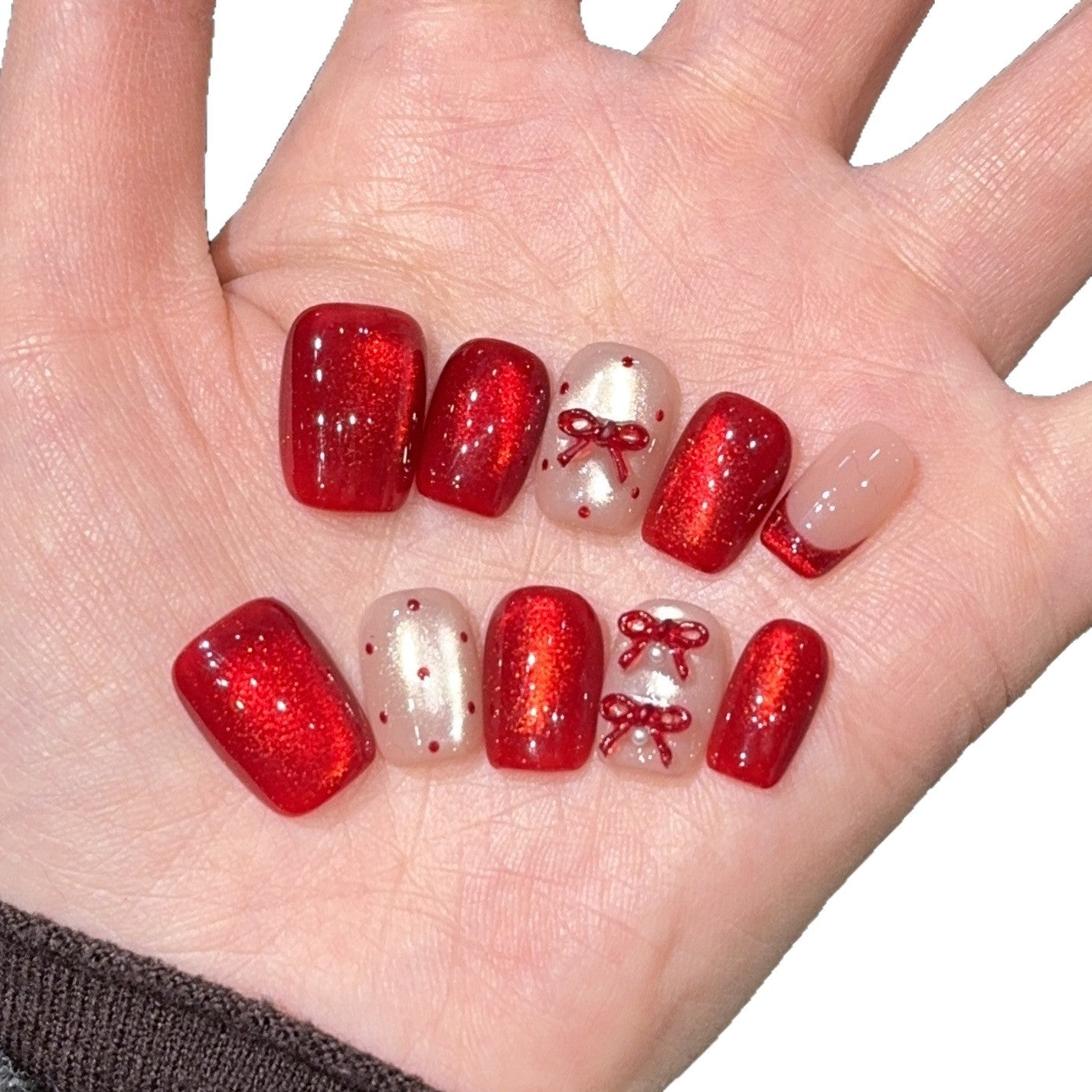 Elegante Kunstnagelset mit Dekorativer Schleifenakzenten Brehn