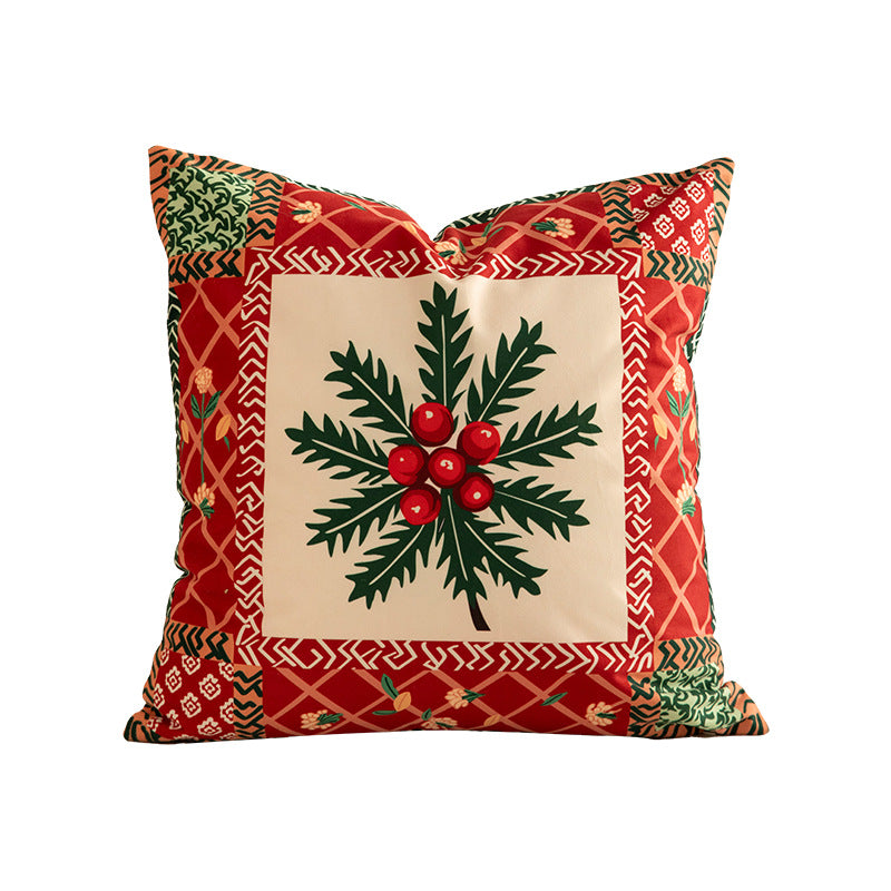 Weihnachtlicher quadratischer Zierkissenbezug mit Patchwork-Motiv und verdecktem Reißverschluss Brehn