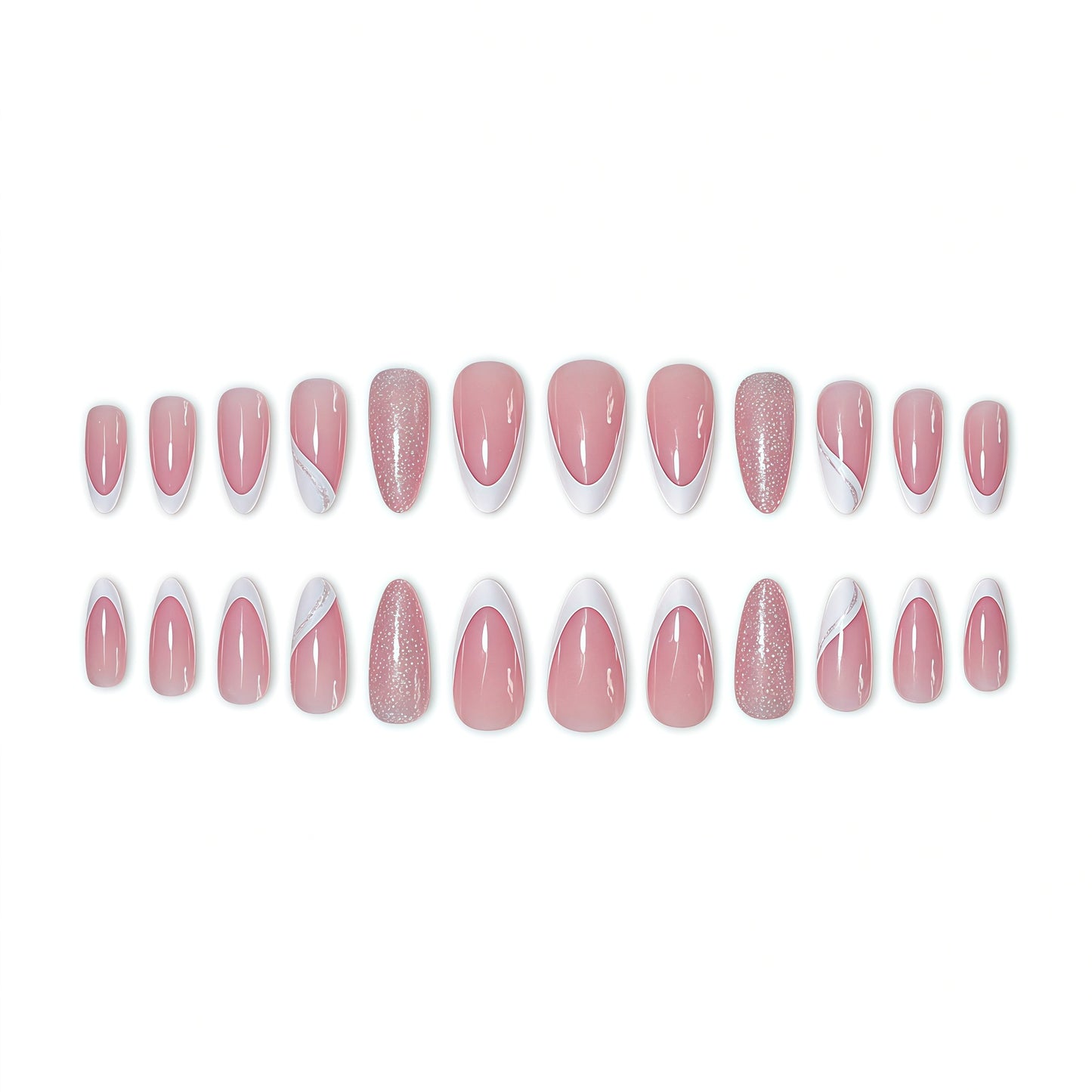 Elegante Glitzer French Tip Nagelkunst-Extensions Brehn