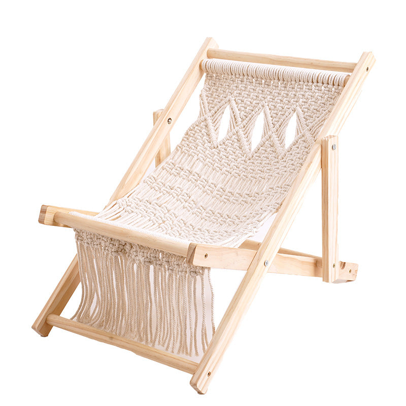 Makramee Klapp-Lounge-Stuhl Brehn