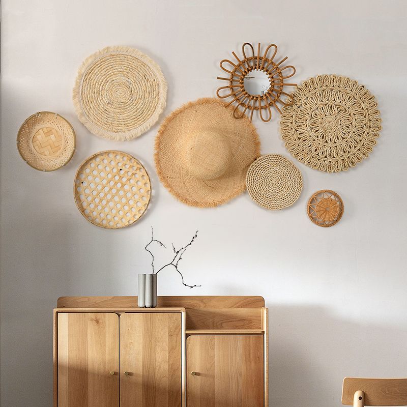 Trendiger Runder Wandspiegel mit Rattanrahmen Brehn