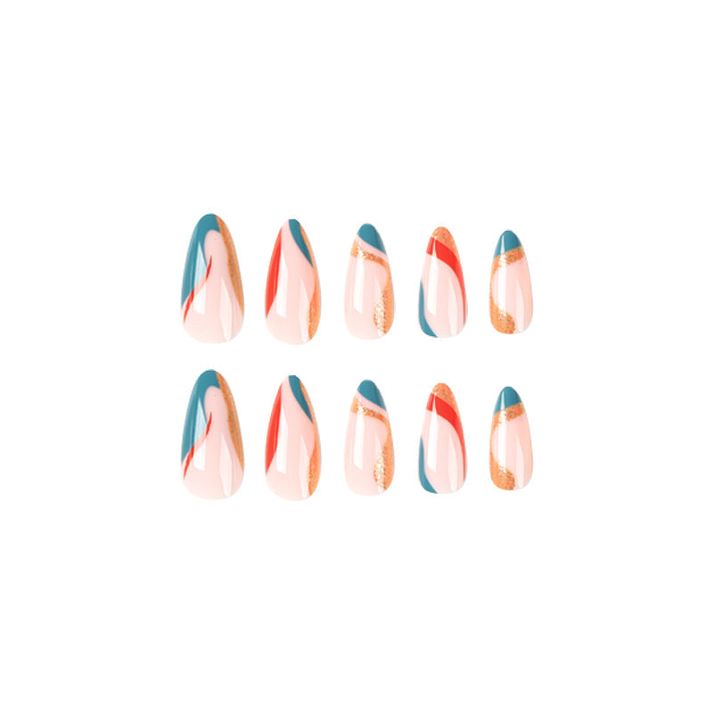 Künstliche Nagelkunst mit kreativem Farbverlauf und Glitzerelementen Brehn