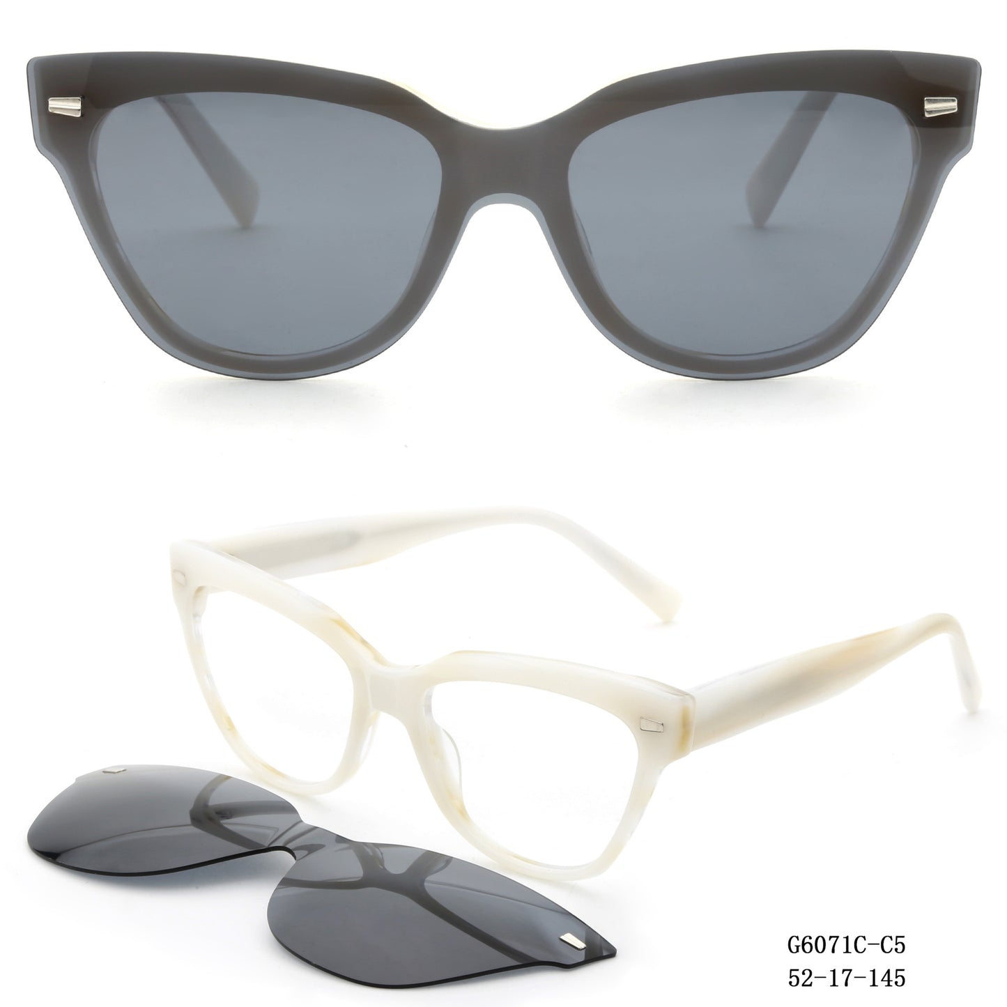 Damen modische Cat-Eye Sonnenbrille mit abnehmbaren Gläsern Brehn
