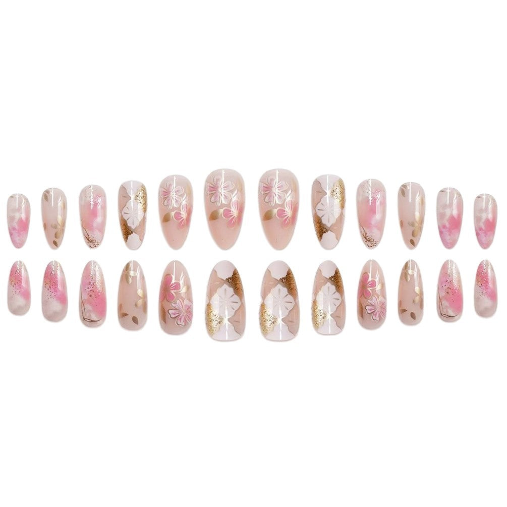 Floral Verziertes Press-On Nagelkunst Brehn