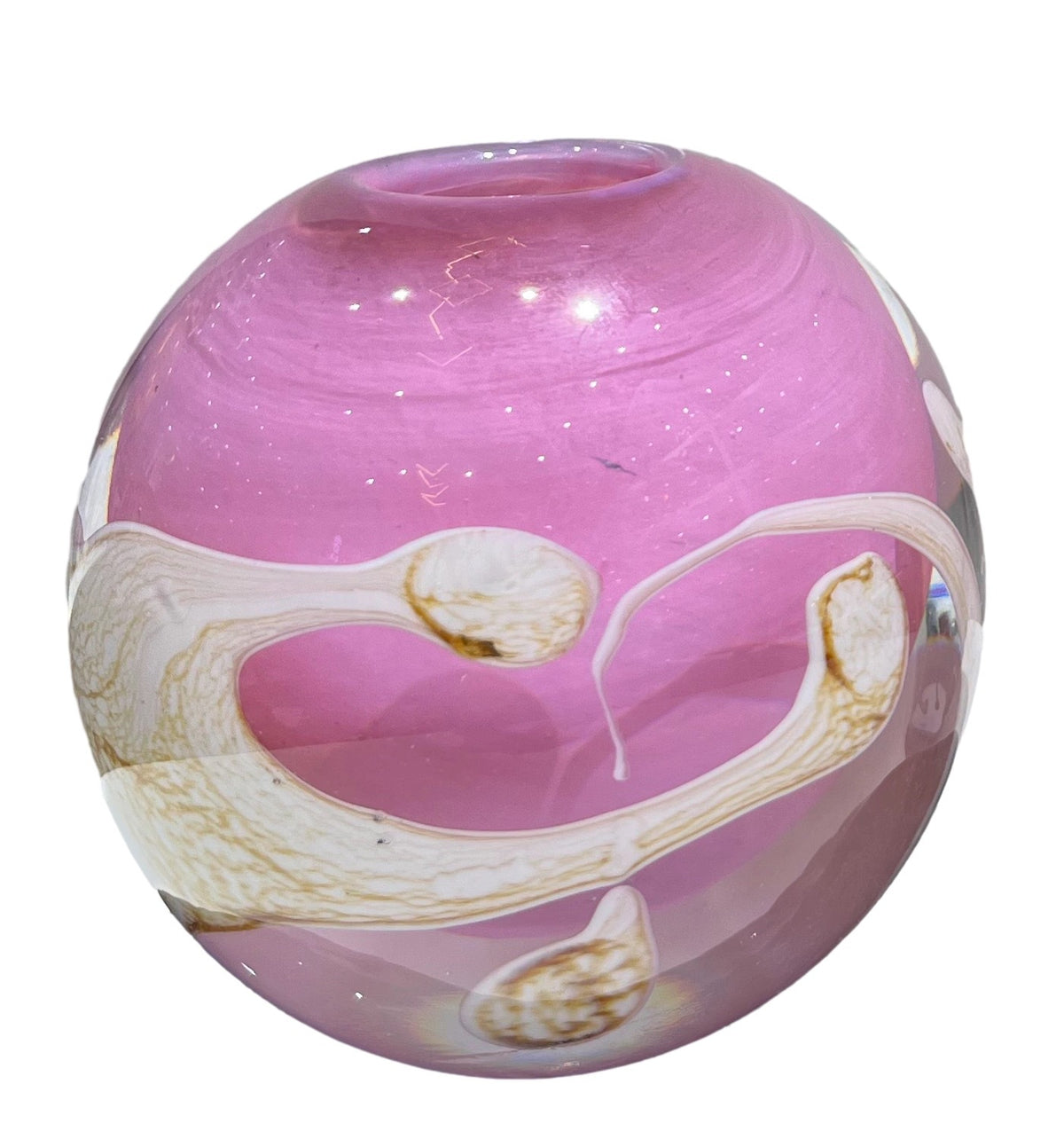 Mouthblown encased glass Budvase mit skulpturalen Blüteneinschlüssen Brehn