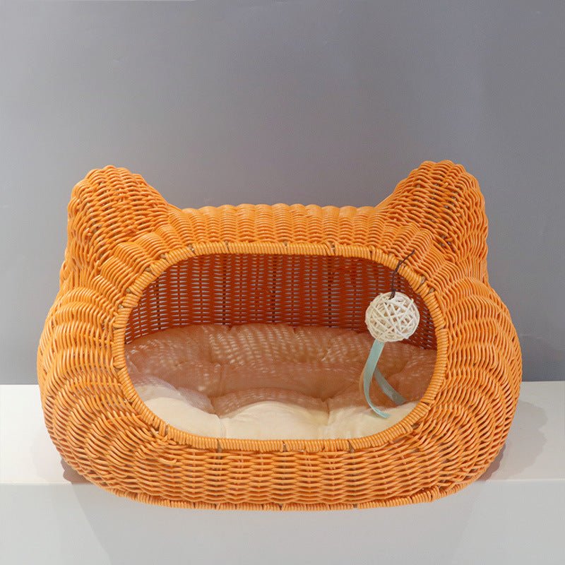 Gemütlicher Katzenkorb mit Ohrendesign Brehn