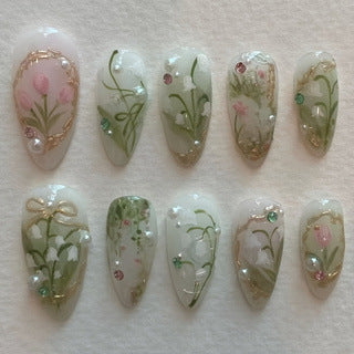 Blumen Decorative Press-On Nagelverlängerungen Brehn