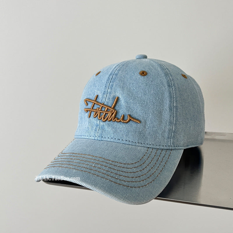 Damen Vintage Denim Bestickte Baseballmütze Brehn