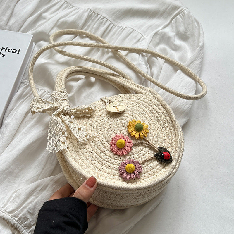 Handgewebte Blumenakzent Schultertasche