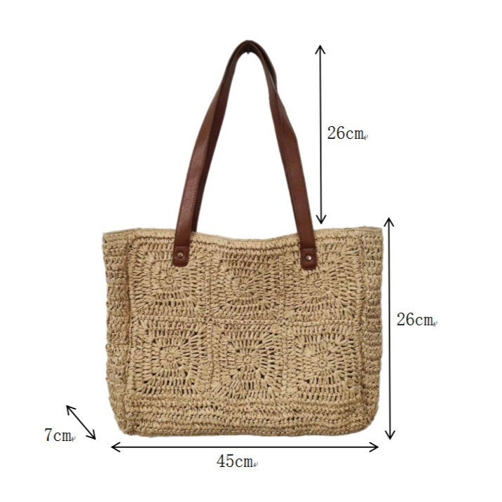 Geflochtene Jutetasche mit Ledergriffen Brehn