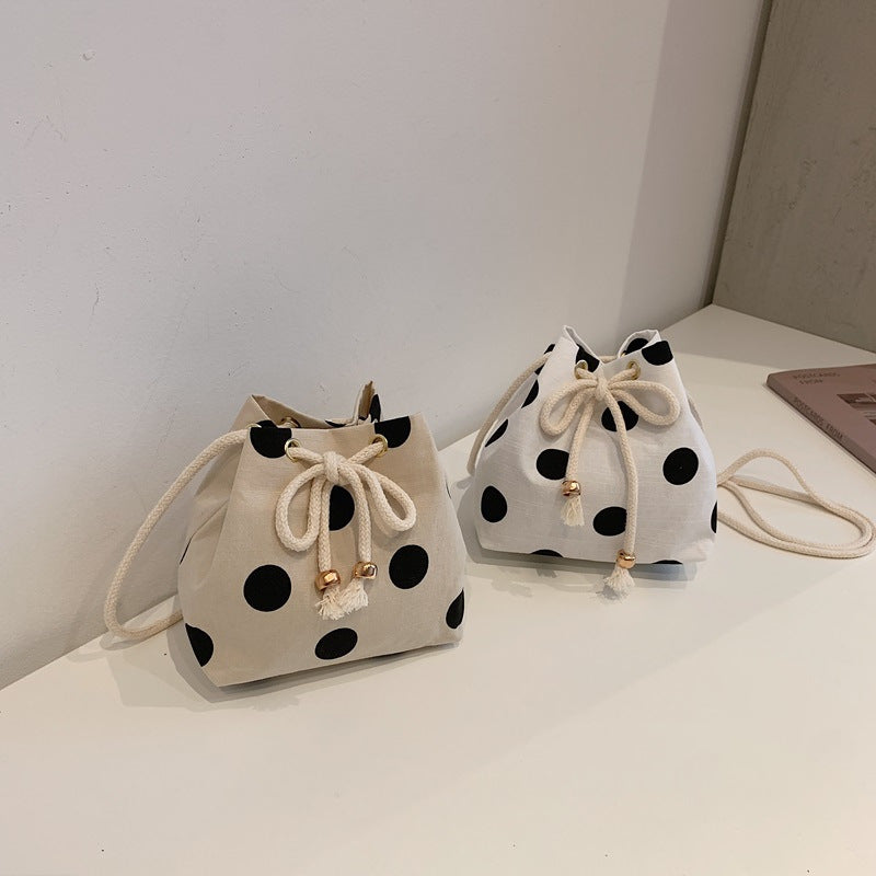 Lässige Kordelzug-Punktmuster-Eimer-Tasche